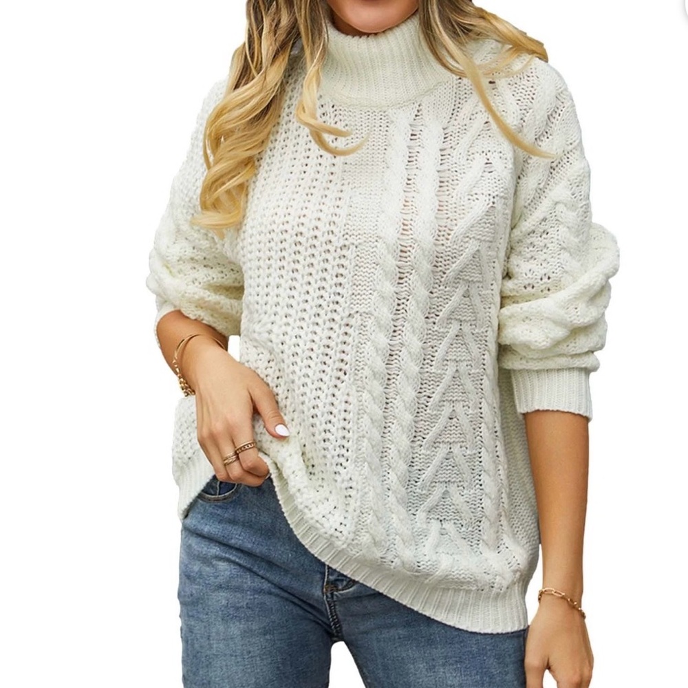 Elegant Cream Turtleneck Sweater